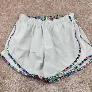 Nike Dri-FIT Tempo Running Shorts Gray Multi Color Splatter Trim Womens Medium